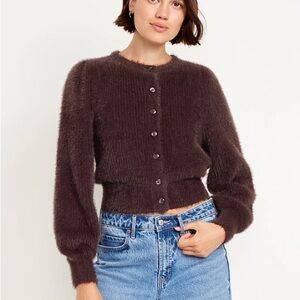 Old Navy Cropped Eyelash Cardigan Sweater